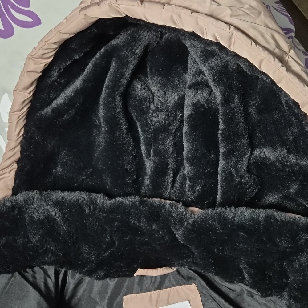 Steve Madden Faux-Fur-Lined Hooded Puffer Coat Tan With Black Size Large - Picture 12 of 12